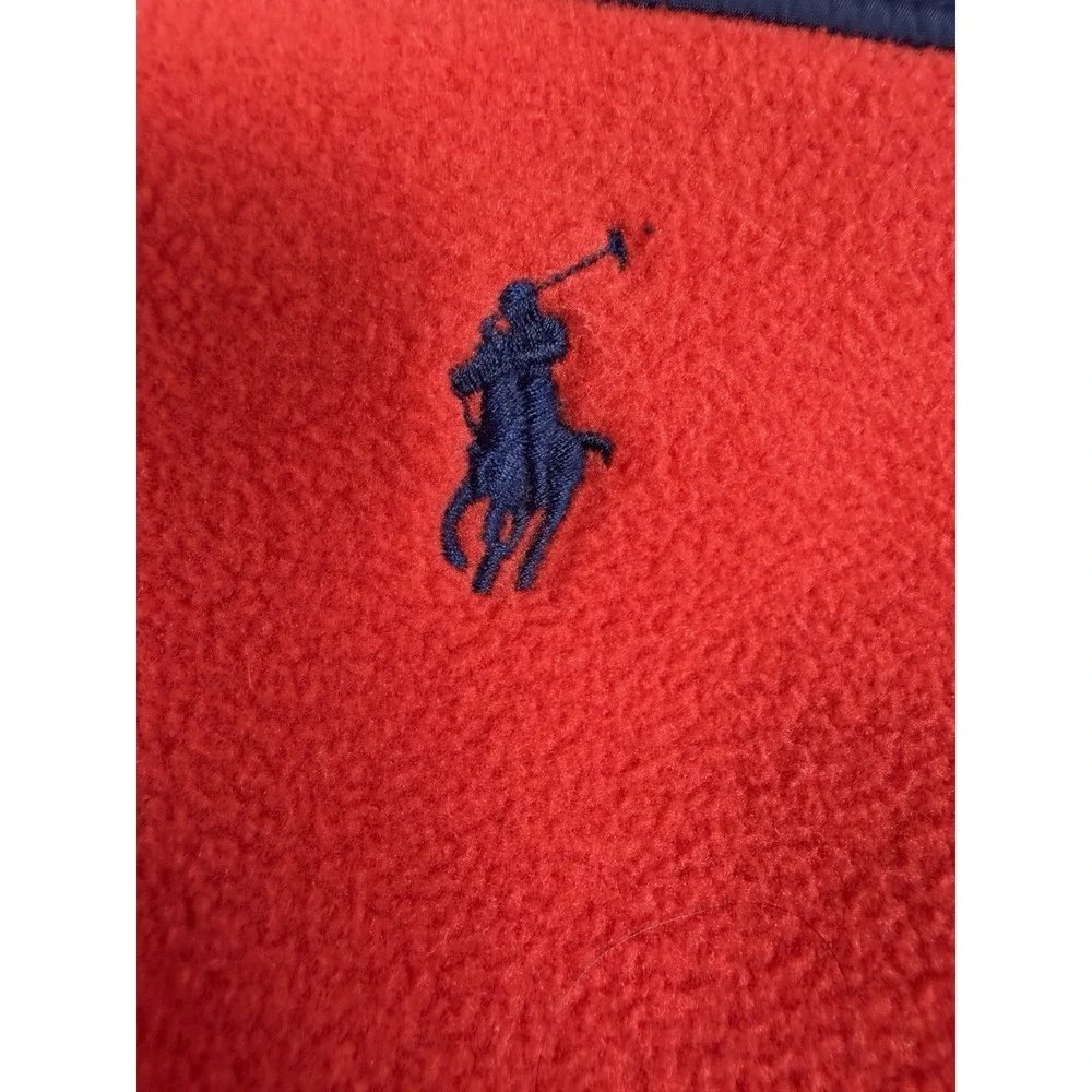 Polo Ralph Lauren Fleece Jacket Mens Small Red Blue Full Zip Colorblock Coat